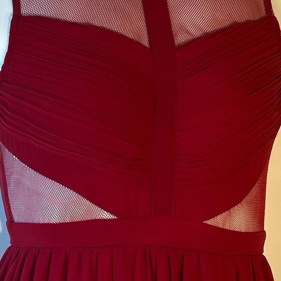 Maniju SZS Red Wine Mesh Cutout Grecian style maxi dress chic dressy comfy prom - Picture 4 of 10